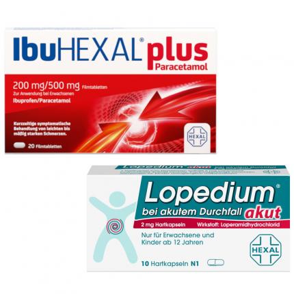 Lopedium akut Doppelpack &amp; IbuHEXAL plus Paracetamol 200 mg