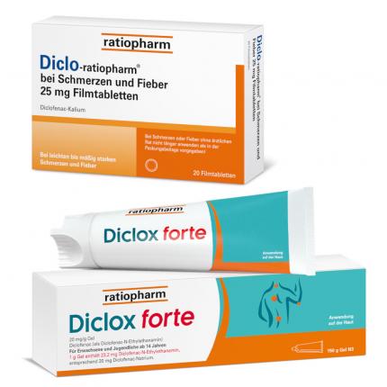 Diclox forte + Diclo Ratiopharm Schmerztabletten