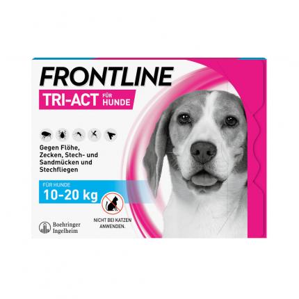 FRONTLINE TRI-ACT gegen Zecken, Flöhe und fliegende Insekten für Hunde M (10-20 kg)