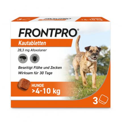 FRONTPRO Kautablette 3 Stk. gegen Zecken und Flöhe für Hunde (&gt;4-10kg)