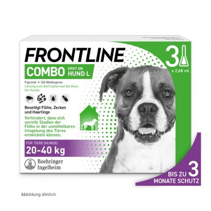 FRONTLINE COMBO gegen Zecken, Flöhe (Flöhe, Eier, Larven, Puppen) für Hunde L (20-40 Kg)