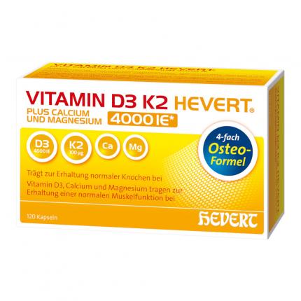 VITAMIN D3 K2 HEVERT 4000I.E. + CALCIUM &amp; MAGNESIUM