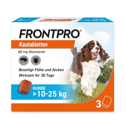 FRONTPRO Kautablette 3 Stk. gegen Zecken und Flöhe für Hunde (&gt;10-25kg)