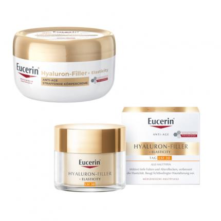 Eucerin Hyaluron-Filler + Elasticity Anti Age Straffende Körpercreme + Tagescreme LSF 30 Set