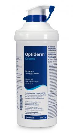 Optiderm Creme im Spender bei Juckreiz und trockener Haut