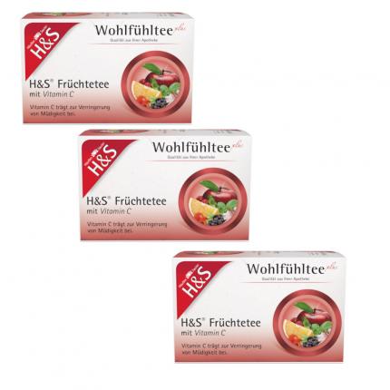 H&amp;S Wohlfühltee Früchtetee mit Vitamin C 3er Set