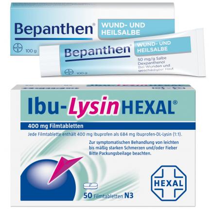 Bepanthen Wund und Heilsalbe &amp; Ibu-Lysin Hexal 400 mg Set