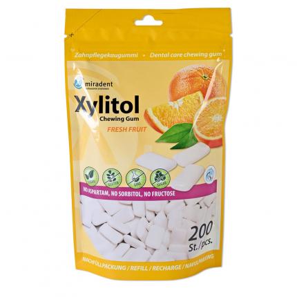 MIRADENT Xylitol Zahnpflegekaugummi Fresh Fruit