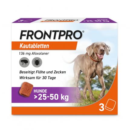 FRONTPRO Kautablette 3 Stk. gegen Zecken und Flöhe für Hunde (&gt;25-50kg)